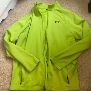 under armour lime green zip up jacket fleece